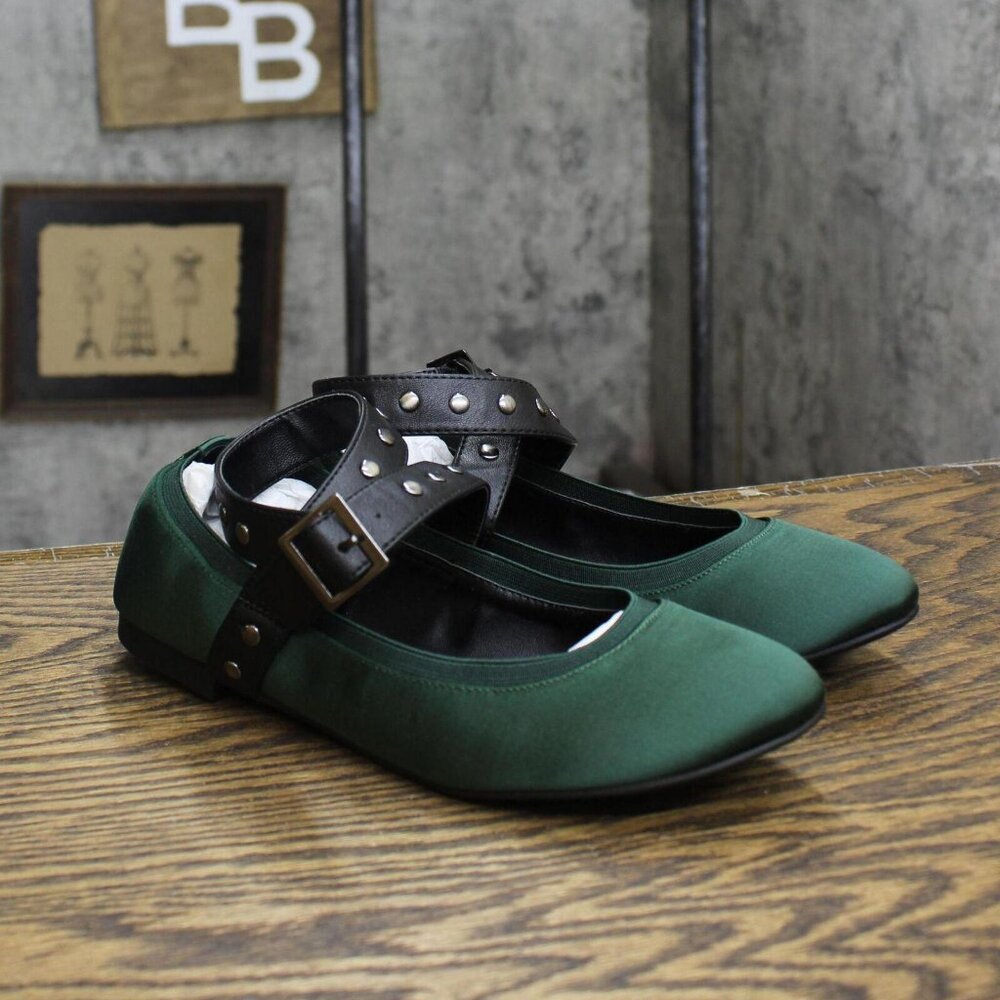NWT Charles by Charles David Vintage Wrap Satin Flats 1673d6a333ad98 Green 7M